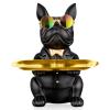 Bwytbwy French Bulldog Statue,Resin Bulldog Key Tray for Entryway Decor, Key Holder Organizer for Entryway Table, French Bulldog Gifts Black view 1