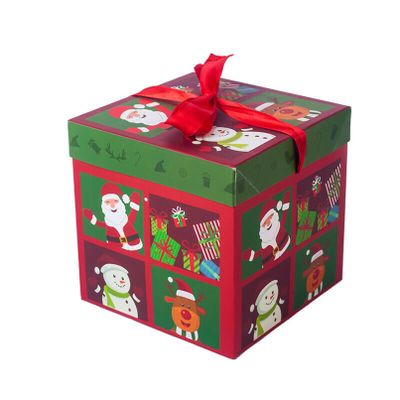 QXPDD Christmas Gift Boxes Cookie Boxes Cupcake Boxes, Cake Box,Christmas Eve Box Winter Holidays Sweet Bags for Holiday Xmas Gift,Red L