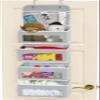 Simple Houseware 4 Clear Window Pocket Over Door Storage Hanging Organizer with 3 Clear Pockets for Bedroom, Bathroom, Pantry, Gray view 1