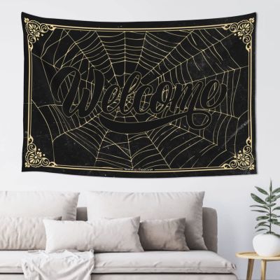 Funny Halloween Tapestry Welcome Goth Spider Web Tapestry Bedroom Door Decorations Dorm Art ( Size : 100X150CM )