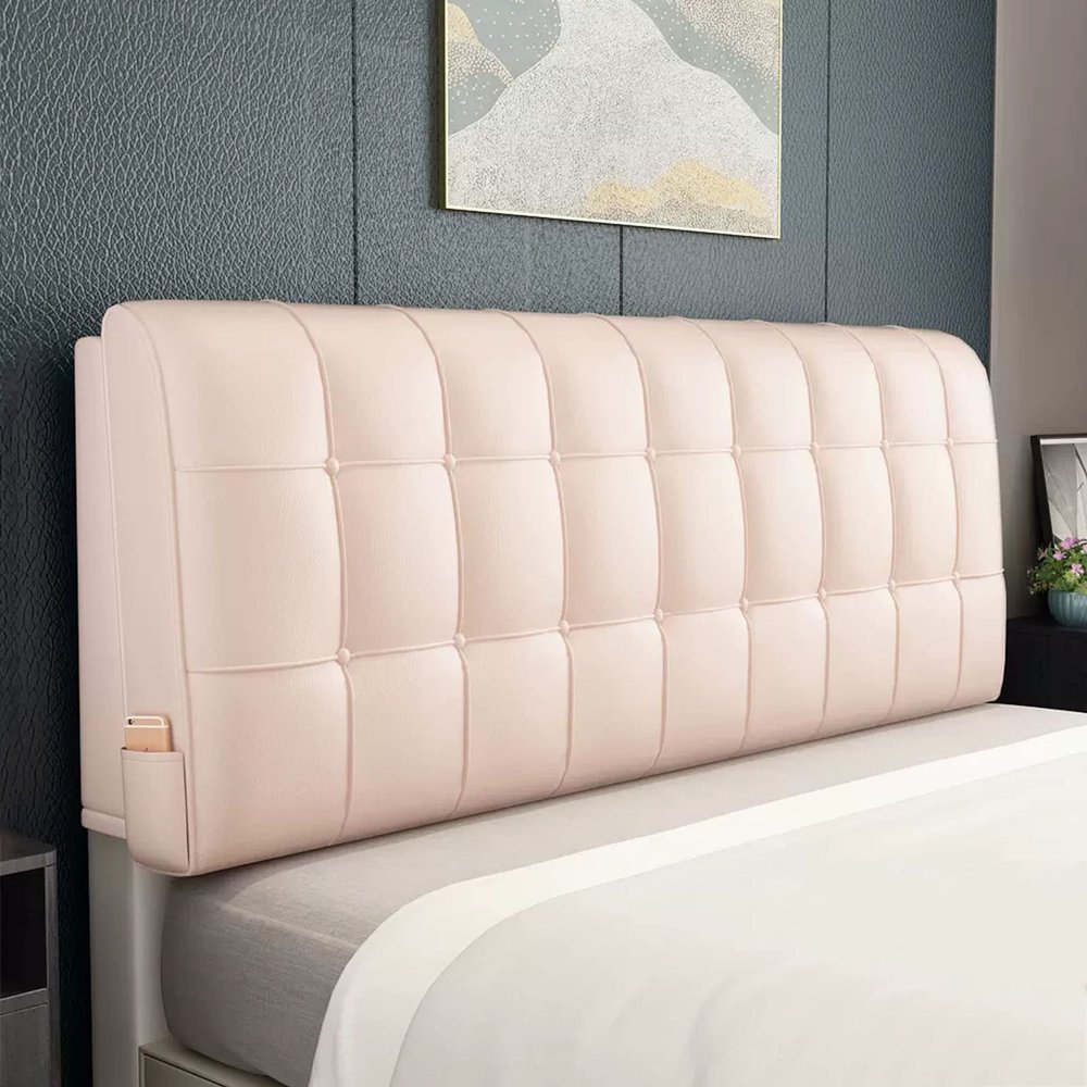 Headboard Backrest Leather Positioning Support Reading Bolster Large Wedge Pillow for Reading in Bed Washable Removable Cover for Day Bed Bunk Bed Bench,A,No headboard 74.8"/190cm