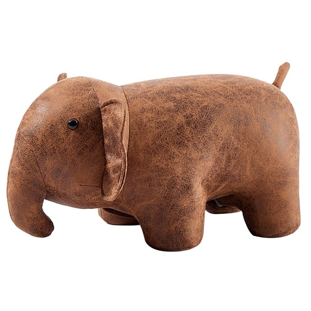 Animal Ottoman Shoe Bench Kids Cute Elephant Footrest Stool Child Stool No Storage Home Sofa Bench (Color : Brown, Size : 58 * 25 * 36cm)