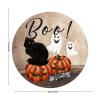 Bomehhjuli Welcome Sign for Front Porch Halloween Boo Pumpkin Ghost Round Tin Sign Cat Metal Wall Hocus Pocus Weatherproof 9.2in Antique Decoration Sign for Garage People Cave Shop Bar view 2