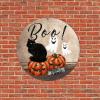 Bomehhjuli Welcome Sign for Front Porch Halloween Boo Pumpkin Ghost Round Tin Sign Cat Metal Wall Hocus Pocus Weatherproof 9.2in Antique Decoration Sign for Garage People Cave Shop Bar view 3