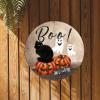 Bomehhjuli Welcome Sign for Front Porch Halloween Boo Pumpkin Ghost Round Tin Sign Cat Metal Wall Hocus Pocus Weatherproof 9.2in Antique Decoration Sign for Garage People Cave Shop Bar view 4
