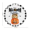 Bomehhjuli Welcome Sign Front Door Happy Halloween Pumpkin Wreath Round Metal Sign Witch Cat Bat Moon Metal Tin Sign Horror Ghost 9.2in Country Wall Decor Art for Library Cafe Living Room Kitchen view 2