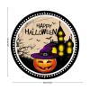 Bomehhjuli Welcome Sign for Wall Happy Halloween Pumpkin Castle Round Tin Sign Bat Metal Wall Scary Witch Windproof 9.2in Modern Wall Decor Art for Home Bar Coffee Man Cave Garage view 2