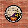 Bomehhjuli Welcome Sign for Wall Happy Halloween Pumpkin Castle Round Tin Sign Bat Metal Wall Scary Witch Windproof 9.2in Modern Wall Decor Art for Home Bar Coffee Man Cave Garage view 3