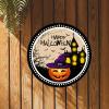 Bomehhjuli Welcome Sign for Wall Happy Halloween Pumpkin Castle Round Tin Sign Bat Metal Wall Scary Witch Windproof 9.2in Modern Wall Decor Art for Home Bar Coffee Man Cave Garage view 4