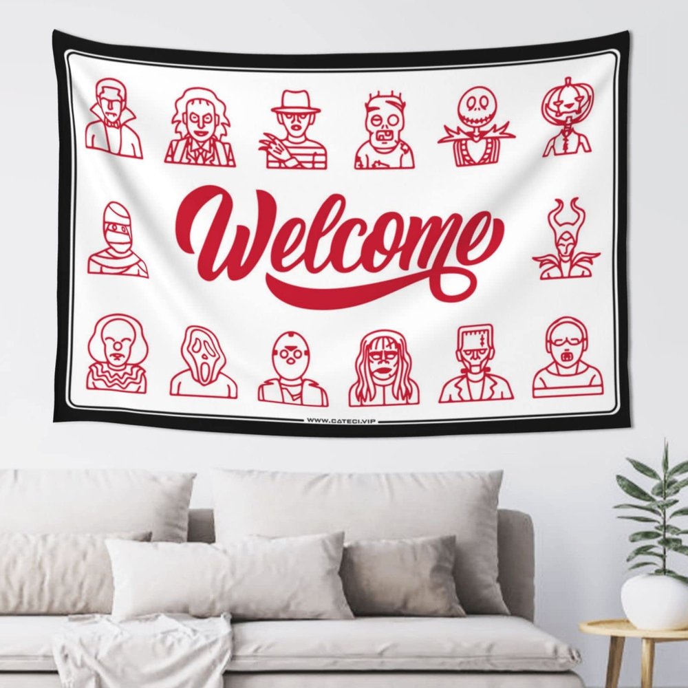 Funny Halloween Tapestry Halloween Characters Welcome Tapestry Cool Things for Your Room Things for Boys Room ( Size : 75X100CM )
