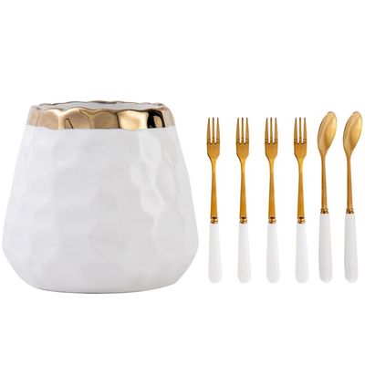 UPKOCH 1set Wear-resistant Appetizer Forks and Cake Spoons Storage Jar Stainless Steel Multi-function Kitchen Cutlery for Parties and Home Use