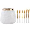 UPKOCH 1set Wear-resistant Appetizer Forks and Cake Spoons Storage Jar Stainless Steel Multi-function Kitchen Cutlery for Parties and Home Use view 1