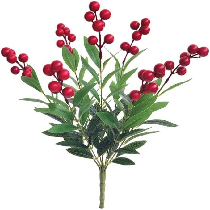 Lindagary Christmas Berries Branches Artificial Floral Picks DIY Christmas Tree Crafts for Christmas Festival Home Decoration - Size L