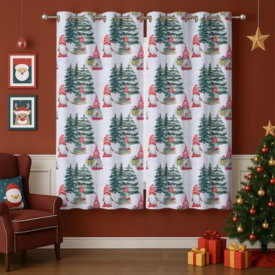 Christmas Gnomes Blackout Curtains for Girls Boy Home Decor, Xmas Tree Watercolor Cute Dwarfs Grommet Thermal Insulated Drapes Darkening Window Curtain for Bedroom Living Room, 63 x 63 Inch
