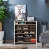 BOWERY HILL Modern Wood 5-Tier Shoe Rack in White and Brown Finish view 2