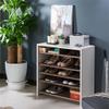BOWERY HILL Modern Wood 5-Tier Shoe Rack in White and Brown Finish view 3