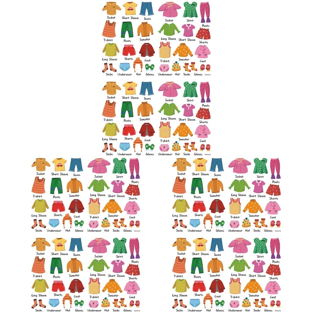 Toddmomy Kids Clothing Bin Labels Removable Dresser Clothing Decals Wardrobe Stickers with Clothes Pictures and Text for Organization Pre-Printed Labels for Drawers 18.50 X 9.05 in 3 Sets