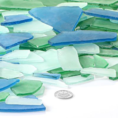 Cunhill 90 oz Sea Glass for Crafts 3 Color Frosted Sea Glass Bulk Cobalt Blue Light Green and Clear Pieces for Wedding Home Christmas DIY Decoration