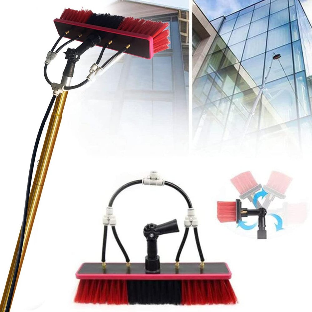 ELBLUS Water Fed Extendable Telescopic Window Cleaning Pole, Window Cleaner Kit, 3.6m/7.2m/9m Extended Cleaning Brush,35cm Brush Head,12FT/3.6M