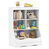HONEY JOY Kids Toy Storage Organizer with Bookcase, 4-Cubby Organization Storage Cabinet w/Display Shelf, Wooden Toy Storage Unit for Playroom, Nursery Daycare(White) view 1