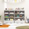 HONEY JOY Kids Toy Storage Organizer with Bookcase, 4-Cubby Organization Storage Cabinet w/Display Shelf, Wooden Toy Storage Unit for Playroom, Nursery Daycare(White) view 2