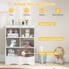 HONEY JOY Kids Toy Storage Organizer with Bookcase, 4-Cubby Organization Storage Cabinet w/Display Shelf, Wooden Toy Storage Unit for Playroom, Nursery Daycare(White) view 4