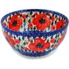 Polmedia Polish Pottery Bowl 6-inch - Lone Poppy Pattern Handmade in Boleslawiec Poland by Ceramika Bona + Certificate of Authenticity view 1