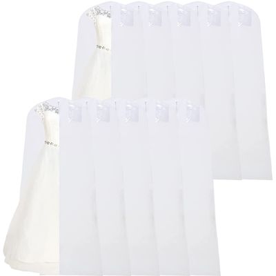 69" Garment Bag with 36" Bottom, Bell Shaped with Accessories Pocket for Wedding Long Dress Gown Fur Coat Closet Storage Uniform Costume Suits Cover (White) (10 Pack)