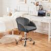 Yaheetech Cute Velvet Desk Chair Makeup Vanity Chair with Wheels for Bedroom Modern Swivel Rolling Chair for Home Office Dark Gray view 2