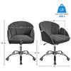Yaheetech Cute Velvet Desk Chair Makeup Vanity Chair with Wheels for Bedroom Modern Swivel Rolling Chair for Home Office Dark Gray view 3