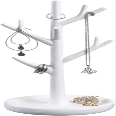 YQBUER Flashing Resin Display Stand Tree-Shaped Jewelry Rack Key Necklace Earring Ring Storage Rack
