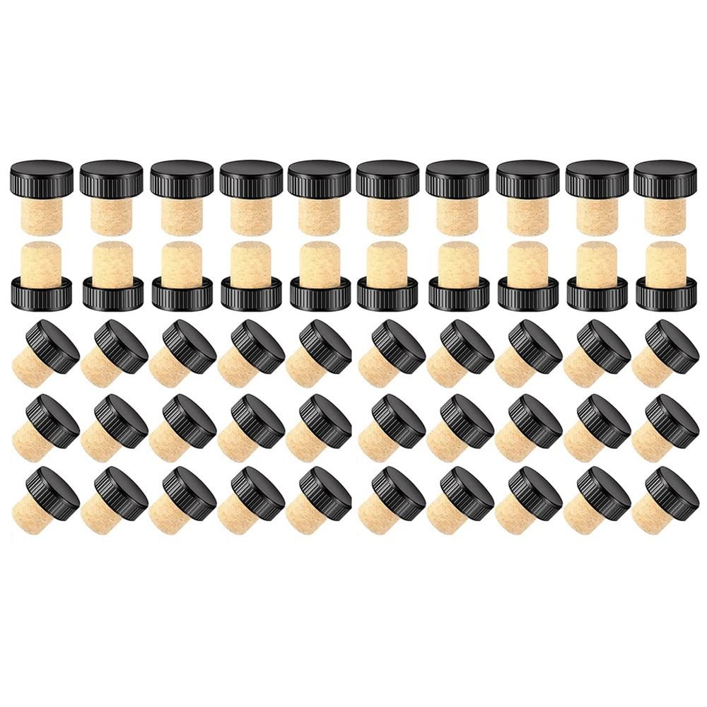 Cork Plugs Cork Stoppers Tasting Corks T-Shape Wine Corks with Plastic Top Wooden Wine Stopper Plugs Corks