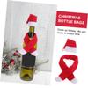 SEWACC 6 Set Mini Santa Hats and Scarf Wine Bottle Cover Christmas Hats Christmas Decorations for Dinner Table Decor Home Hotel view 3