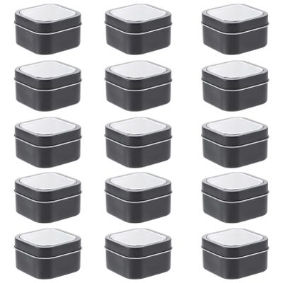 minkissy 15pcs Square Metal Tins Window Lids for Candle Making Storage Containers for Crafts and Sturdy Tinplate Design Medium Easy to Clean