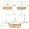 JYHCD 1.5 Quart Oval Ceramics Chafing Dish, Chaffing Servers with Luxury Rhinestone Fuel Holder and Lid, Chafers Dish Set for Buffet, Weddings, Parties, Christmas,White view 2