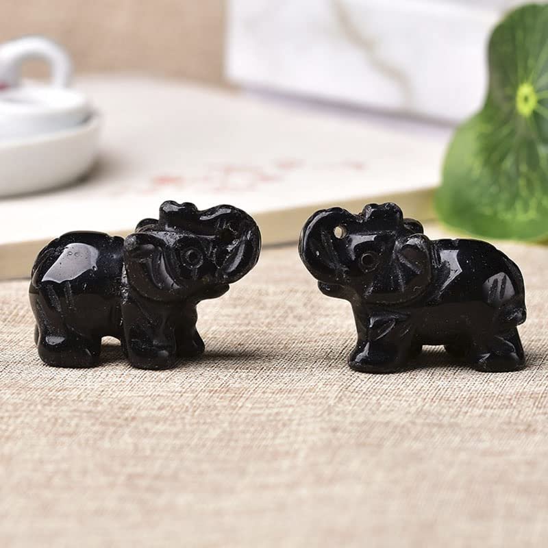1PC Natural Crystal Colorfull Elephant Hand Carved Animal Rare Gemstone Natural Stones and Mineral Home Decor DIY Gifts,Obsidian,1pc