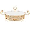JYHCD Ceramics Chafing Dishes 1 Quart Oval Chafers and Buffet Warmers Sets, Food Pan, Rhinestone Fuel Holder and Ceramics Lid for Buffet, Weddings, Parties, Christmas,Multi Colored view 1