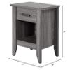 MAKLAINE Contemporary Engineered Wood Nightstand, Gray Finish, 24" H x 21" W x 18" D, 1 Drawer, Open Shelf, Modern Design Handle, Bedroom or Living Room Storage Furniture view 3