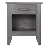 MAKLAINE Contemporary Engineered Wood Nightstand, Gray Finish, 24" H x 21" W x 18" D, 1 Drawer, Open Shelf, Modern Design Handle, Bedroom or Living Room Storage Furniture view 4