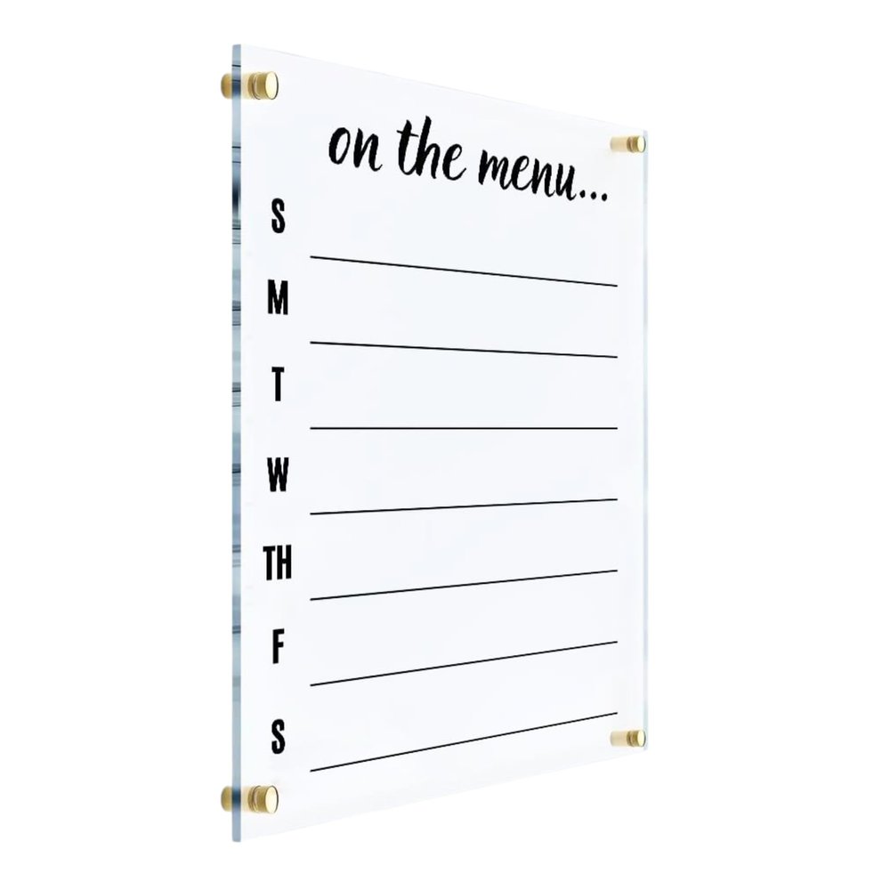 Menu Planner Acrylic Weekly Wall Calendar - Personalized Calendar 2026, Personalized Dry Erase Board, Housewarming Gift, Custom Planner