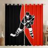 Feelyou Hockey Player Darkening Dreapes Ice Hockey Curtains for Bedroom Living Room Ice Sports Games Blue Blackout Curtains Decor Puck Hockey Black Red Window Treatments (2 Panels 52 x 63 Inch) view 1