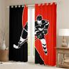 Feelyou Hockey Player Darkening Dreapes Ice Hockey Curtains for Bedroom Living Room Ice Sports Games Blue Blackout Curtains Decor Puck Hockey Black Red Window Treatments (2 Panels 52 x 63 Inch) view 2