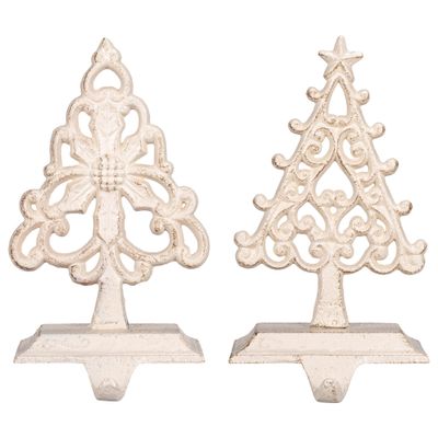 Cast Iron Ornate Tree Stocking Hanger 2 Asst