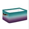 Farmhouse Teal Purple Ombre Storage Basket for Shelves, Hazy Turquoise Rustic Gradient Storage Cube Fabric Storage Bins, Closet Organizers with Handles for Book, Toys, Cloth, 15x11x9.5 Inch view 1