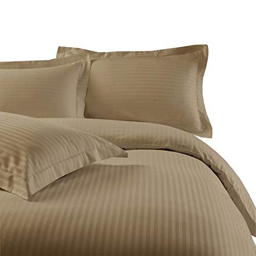 All Star Linen Ultra Soft & Luxury Cotton 800 Thread Count Oversized King Plus Stripe Duvet Cover Set 5 Piece Taupe Stripe Comforter Cover Oversized King Plus-128"x120"