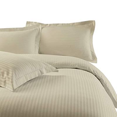 All Star Linen Ultra Soft & Luxury Cotton 800 Thread Count Oversized King Plus Stripe Duvet Cover Set 1 Piece Light Grey Stripe Comforter Cover Oversized King Plus-128"x120"