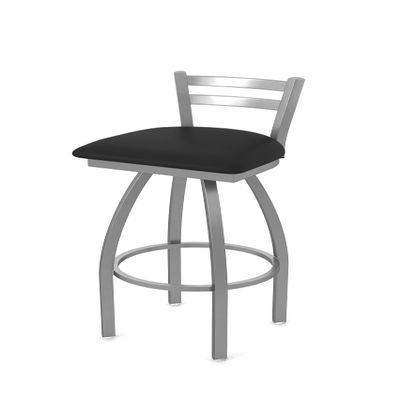 411 Jackie Low Back Stainless Steel 25" Swivel Counter Stool with Black Vinyl Seat