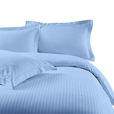 All Star Linen Ultra Soft & Luxury Cotton 800 Thread Count Palatial King Stripe Duvet Cover Set 5 Piece Sky Blue Stripe Comforter Cover Palatial King 120x98