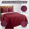 Better Trends Chenille Bedspreads Twin Size, Deep Red 100% Cotton Chenille Medallion Design Tufted Bedding Coverlet Soft Lightweight, 96"x110" with 1 PC Sham 2 Pieces Set Trevor Collection view 3