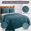 Better Trends Chenille Bedspreads Twin Size, Deep Teal 100% Cotton Chenille Medallion Design Tufted Bedding Coverlet Soft Lightweight, 96"x110" with 1 PC Sham 2 Pieces Set Trevor Collection view 3